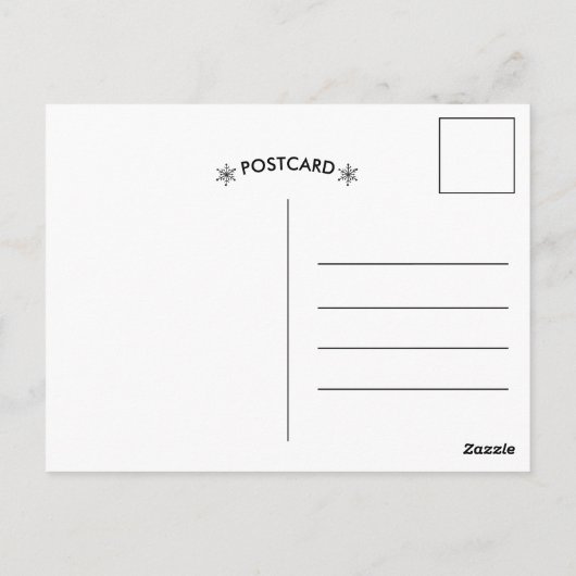 Carte Postale Joyeux Noël vert et pins neigeux (Dos)