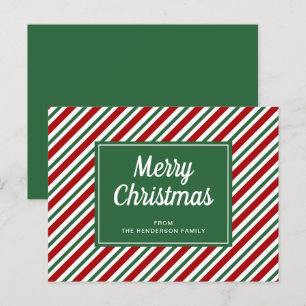 Carte Postale Joyeux Noël Vert Motif rayé