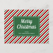 Carte Postale Joyeux Noël Vert Motif rayé (Devant)