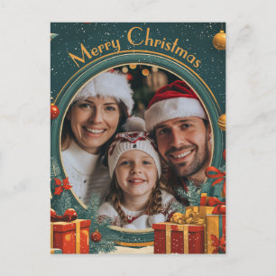 Carte Postale Joyeux Noël vert personnalisable