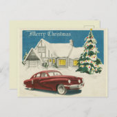 Carte Postale Joyeux Noël Vintage Automobile (Devant / Derrière)