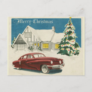 Carte Postale Joyeux Noël Vintage Automobile