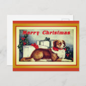 Carte Postale Joyeux Noël Vintage chien (Devant / Derrière)