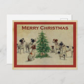 Carte Postale Joyeux Noël Vintage chien (Devant / Derrière)