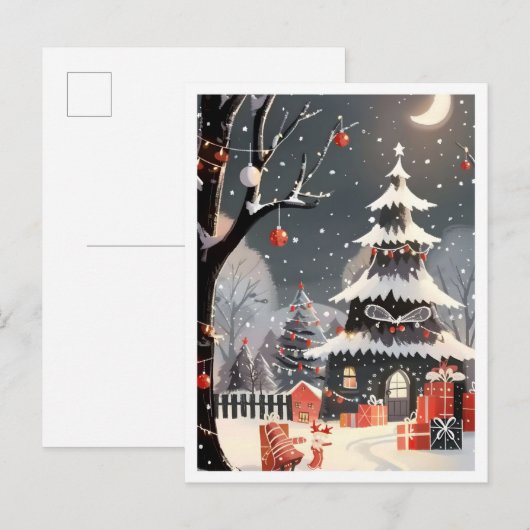 Carte Postale Joyeux Noël Vintage Neige (Devant / Derrière)