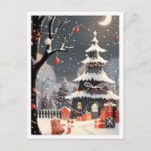 Carte Postale Joyeux Noël Vintage Neige (Devant)