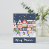 Carte Postale Joyeux Noël Whimsy Winter Town Personnaliser (Debout devant)