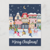 Carte Postale Joyeux Noël Whimsy Winter Town Personnaliser (Devant)