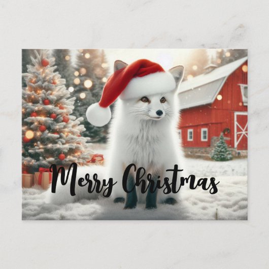 Carte Postale Joyeux Noël White Fox (Devant)