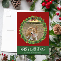 Joyeux Noël Wreath mignon Custom Chien Photo Rouge