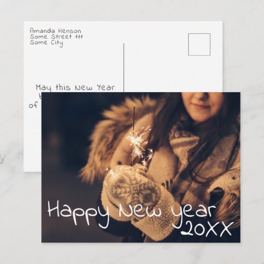 Carte Postale Joyeux Nouvel An 2023 Script Photo complète (Devant / Derrière)