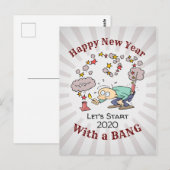 Carte Postale Joyeux Nouvel An Avec Un Dessin Gros (Devant / Derrière)