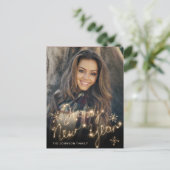 Carte Postale Joyeux Nouvel An Gold Sparkle Script PHOTO Salutat (Debout devant)