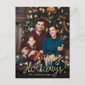 Carte Postale Joyeux Nouvel An Gold Sparkle Script PHOTO Salutat (Devant)