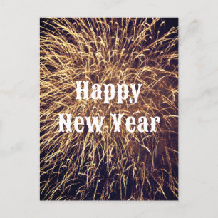 Carte Postale Joyeux Nouvel An Golden Fireworks Cool tendance 20