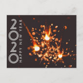 Carte Postale Joyeux Nouvel An Moderne 2020 Firework Sparkler (Devant)