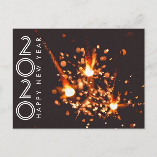 Carte Postale Joyeux Nouvel An Moderne 2020 Firework Sparkler (Devant)