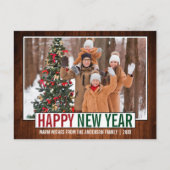 Carte Postale Joyeux Nouvel An Moderne Photo en bois (Devant)