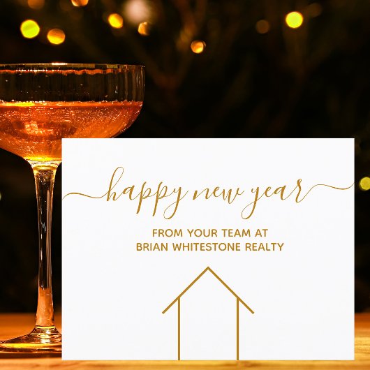 Carte Postale Joyeux Nouvel An Real Estate Company Gold Corporat