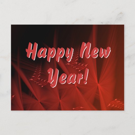 Carte Postale Joyeux Nouvel An Rouge Gleem Abstrait Fractal Art (Devant)