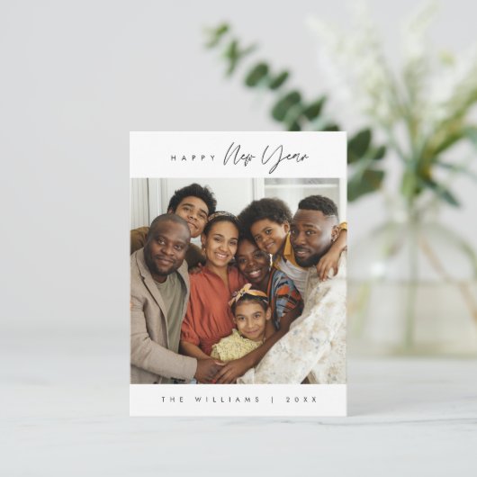 Carte Postale Joyeux Nouvel An, Salutation moderne Photo de fami (Debout devant)