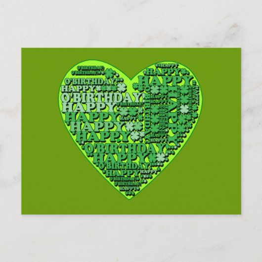 Carte Postale Joyeux O'Birthday avec T-shirts et cadeaux Heart (Devant)