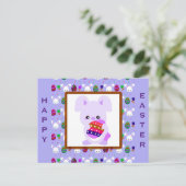 Carte Postale Joyeux oeufs de lapin de Pâques mou violet (Debout devant)