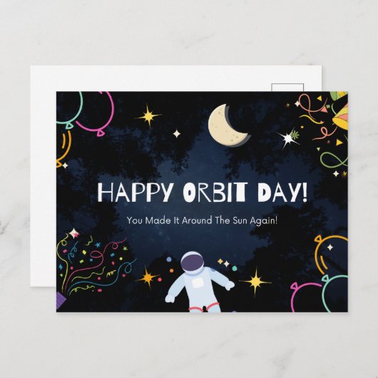 Carte Postale Joyeux Orbit Day Anniversaire Cadeau spatial (Devant / Derrière)