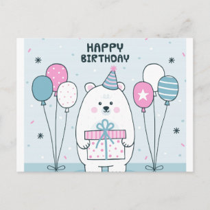 Carte Postale Joyeux Ours Polaire Anniversaire