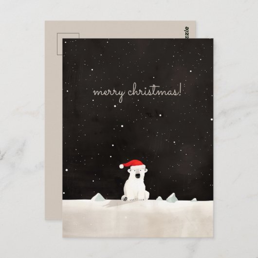 Carte Postale Joyeux Ours Polaire De Noël ! (Devant / Derrière)