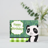 Carte Postale Joyeux Panda en bambou vert d'anniversaire (Debout devant)