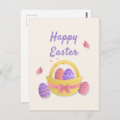 Carte Postale Joyeux panier de Pâques et papillons (Devant / Derrière)