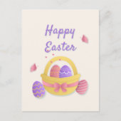 Carte Postale Joyeux panier de Pâques et papillons (Devant)