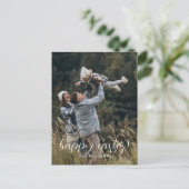 Carte Postale Joyeux Pâques Elégant Script Famille Personnalisée (Debout devant)