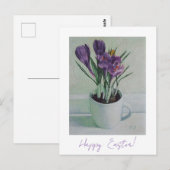 Carte Postale Joyeux Pâques joli crocus violet art floral (Devant / Derrière)