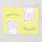 Carte Postale Joyeux Pâques Joyeux Printemps jaune mignon lapin (Devant)