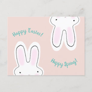 Carte Postale Joyeux Pâques Joyeux Printemps rose rousse lapin m