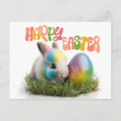 Carte Postale Joyeux Pâques | Lapin avec oeuf coloré (Devant)