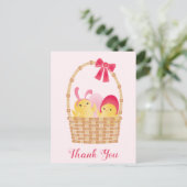 Carte Postale Joyeux Pâques poussins rose (Debout devant)