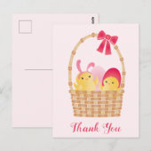 Carte Postale Joyeux Pâques poussins rose (Devant / Derrière)