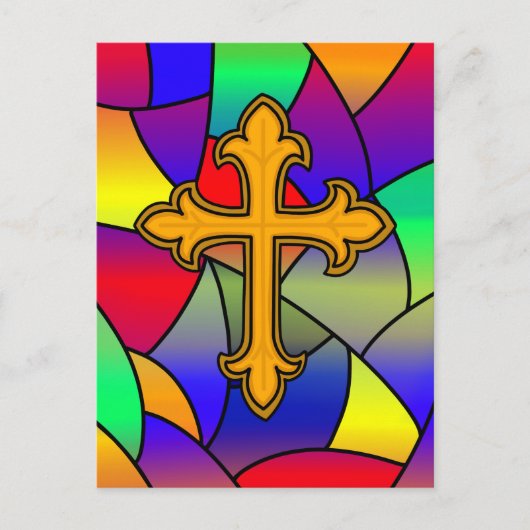 Carte Postale Joyeux Pâques | Verre et croix (Devant)