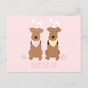 Carte Postale Joyeux Pâques Welsh Terriers Chiens Lapin Oreilles