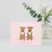 Carte Postale Joyeux Pâques Welsh Terriers Chiens Lapin Oreilles (Debout devant)