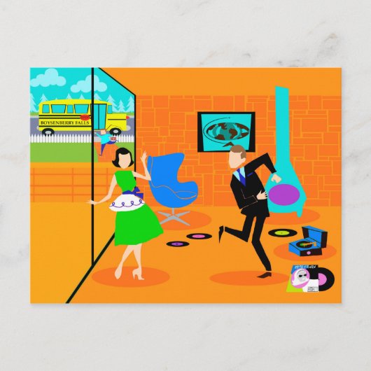 Carte postale Joyeux Parents Rétro (Devant)