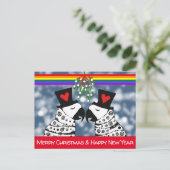 Carte Postale Joyeux Parrots Gay de Noël sous le Mistletoe (Debout devant)