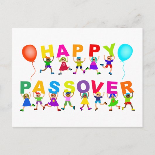 Carte Postale Joyeux Passover mignon Cartoon Diverse Kids Texte (Devant)