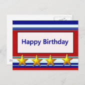 Carte Postale Joyeux patriotique d'anniversaire (Devant / Derrière)