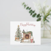 Carte Postale Joyeux Pawlidays Chien Design - Yorkie (Debout devant)