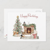 Carte Postale Joyeux Pawlidays Conception Chien - Sheltie (Devant / Derrière)