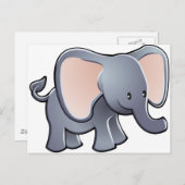 Carte Postale joyeux personnage de dessin animé d'éléphant (Devant / Derrière)